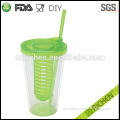 16OZ/450ml,Promotion double wall plastic straw tumbler drinking juice cup